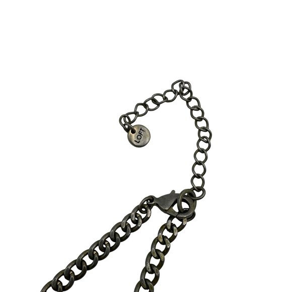 Gold-Tone Loft Necklace W/ Blue & Clear Beads Yellow Accents & Teardrop Pendant - Picture 5 of 5